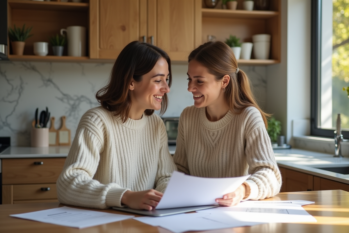 Jeune couple travaillant ensemble à la cuisine