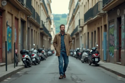 Homme d'âge moyen marche dans le 9e arrondissement de Paris